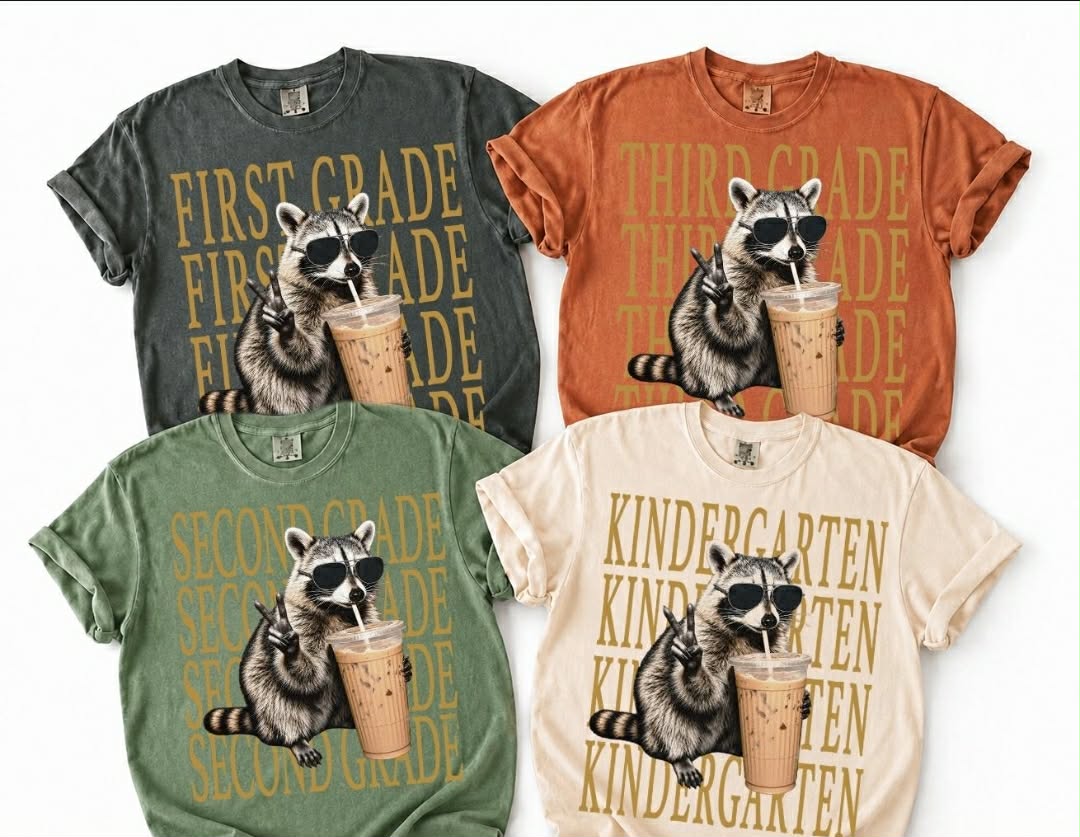 Adult - K-4th Grade Raccoon Drinking a Coffee