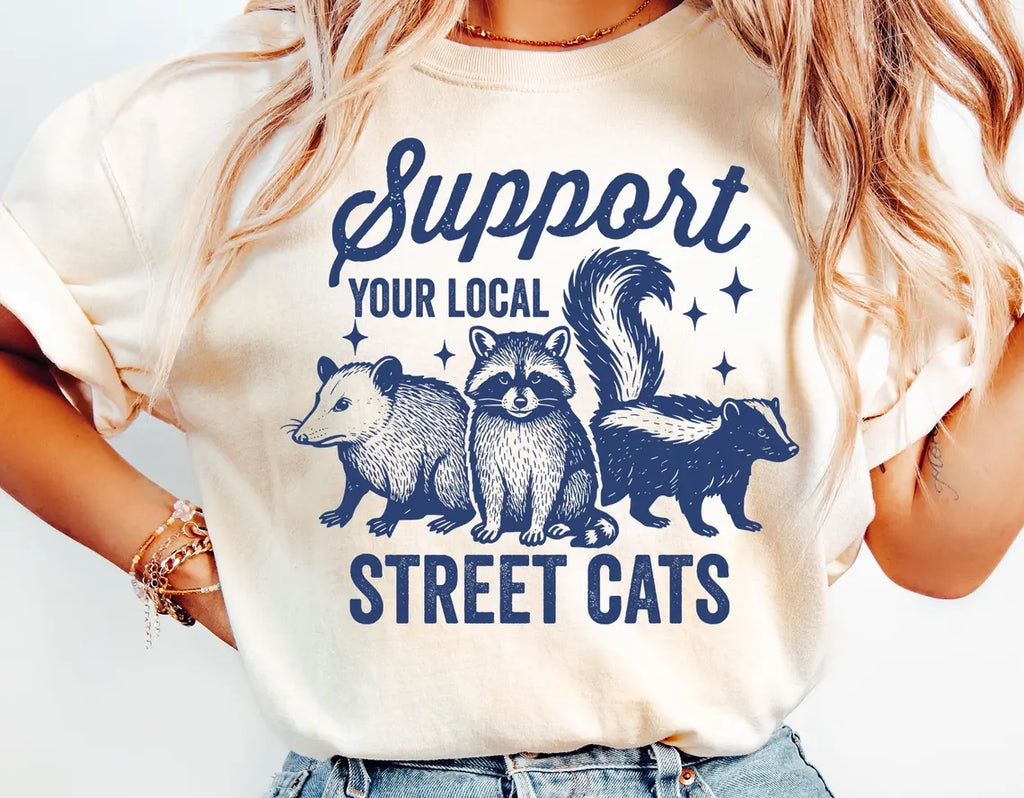Adult - Support Your Local Street Cats (blue print)