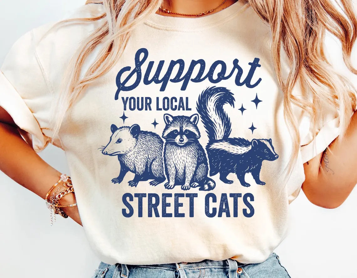 Adult - Support Your Local Street Cats (blue print)